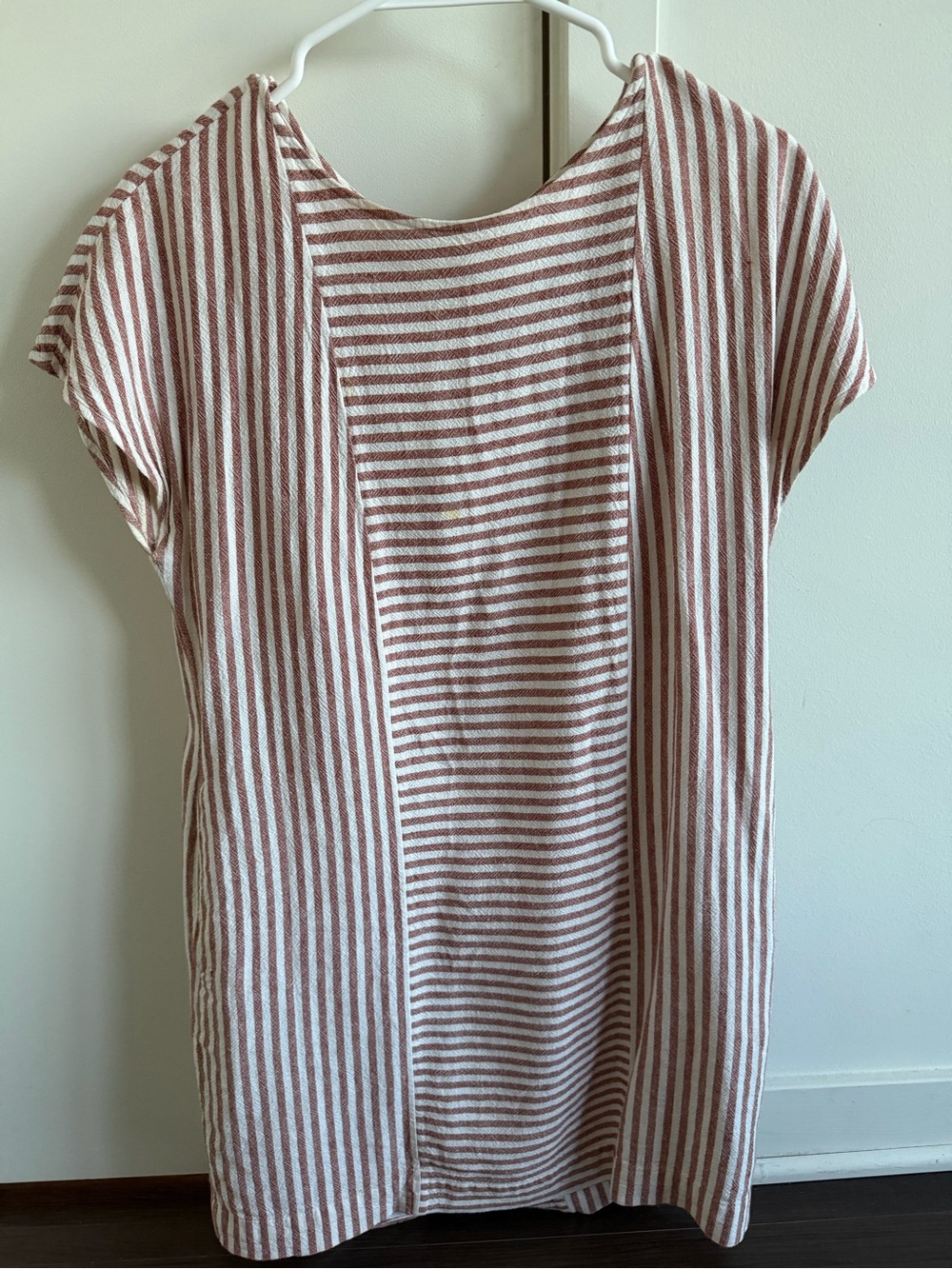 Madewell Cream and Rust Striped Mini Dress